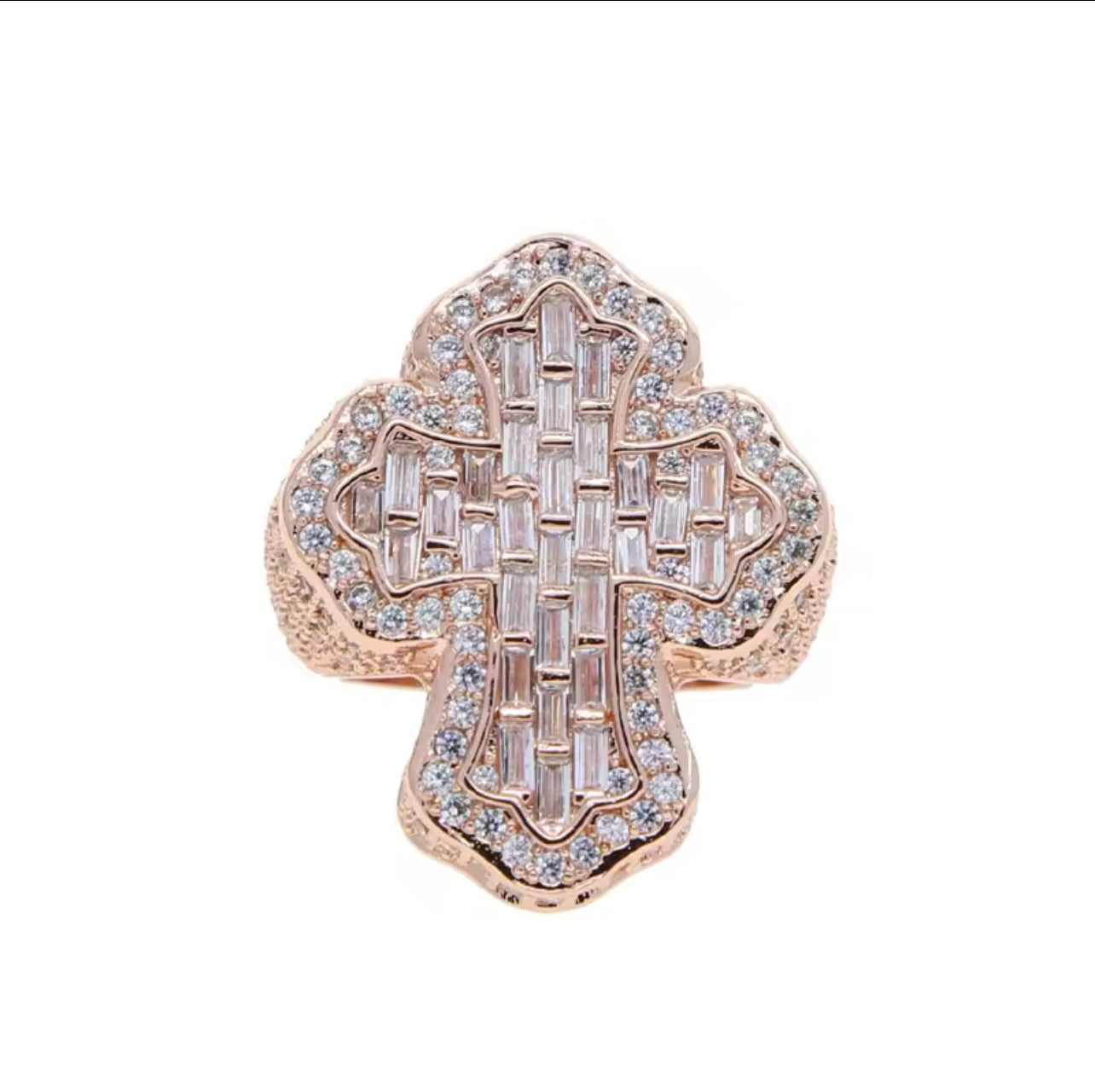 Anillo cruz baguette