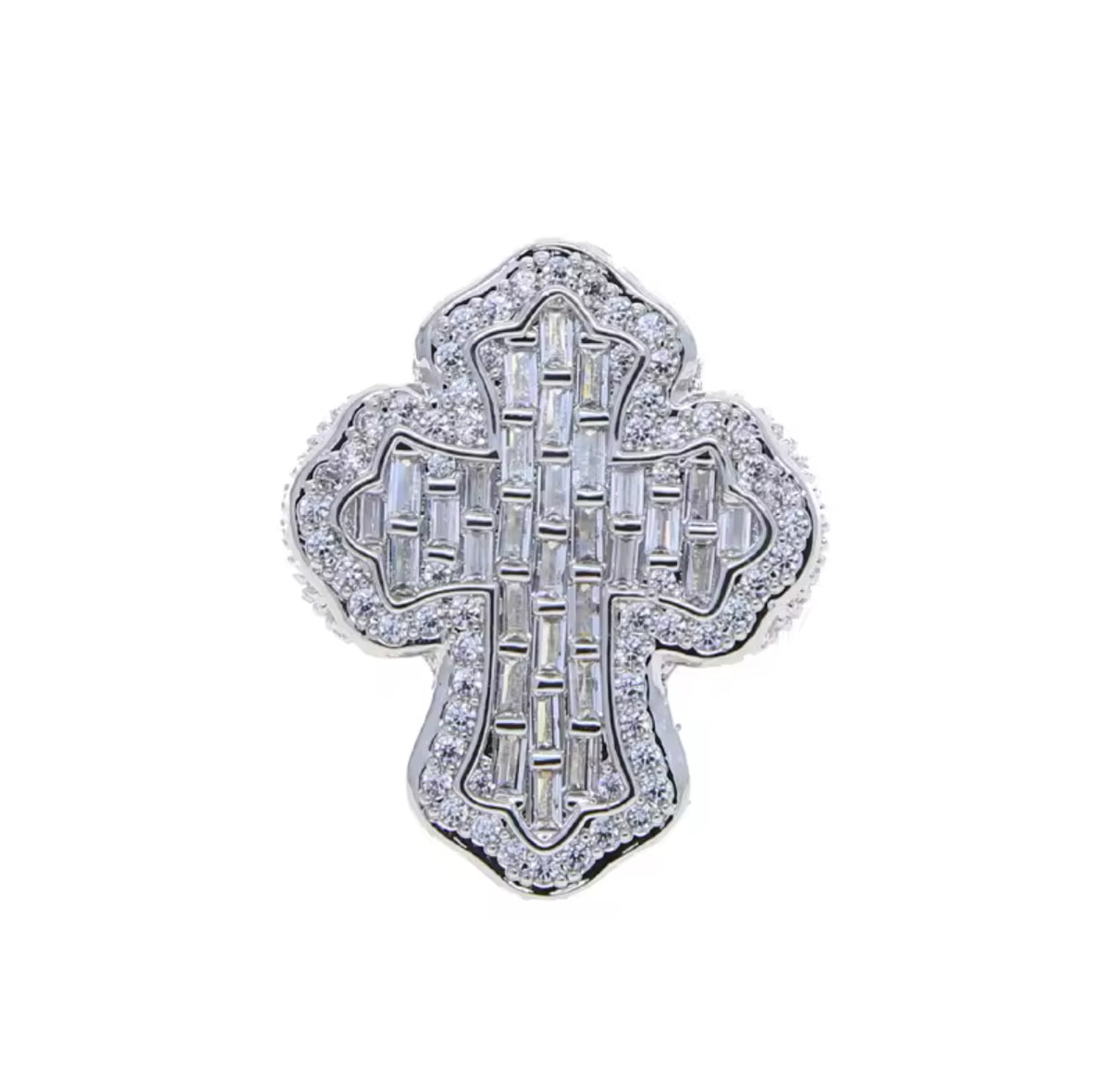 Anillo cruz baguette