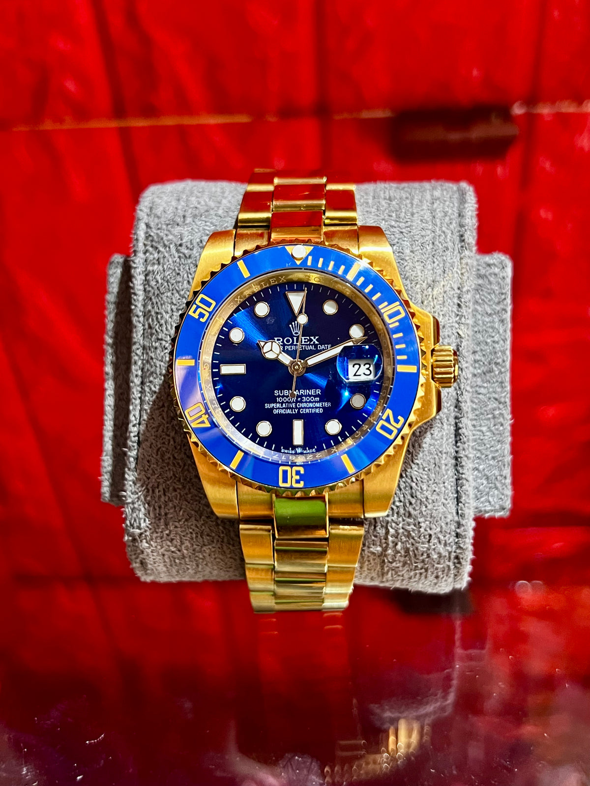 Submariner azul tonalidad oro