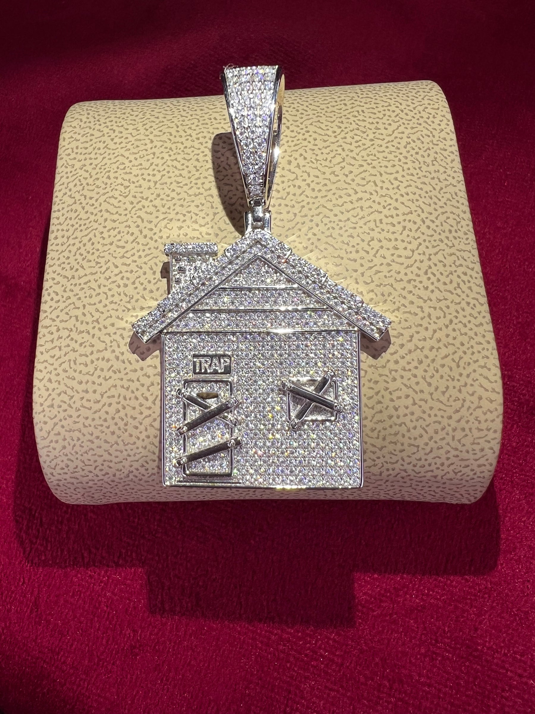 Colgante Trap house moissanita plata S925