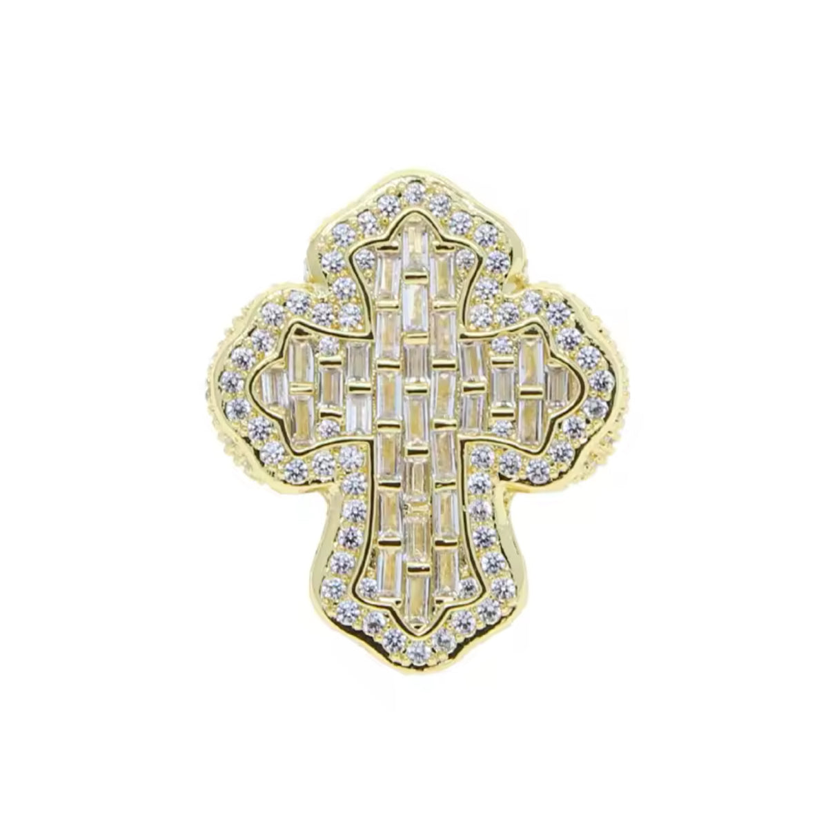 Anillo cruz baguette