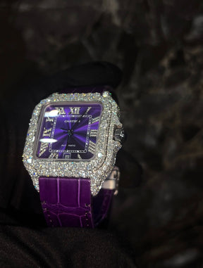 Reloj Purple Full Ice — Moissanita VVS · Calidad Suiza
