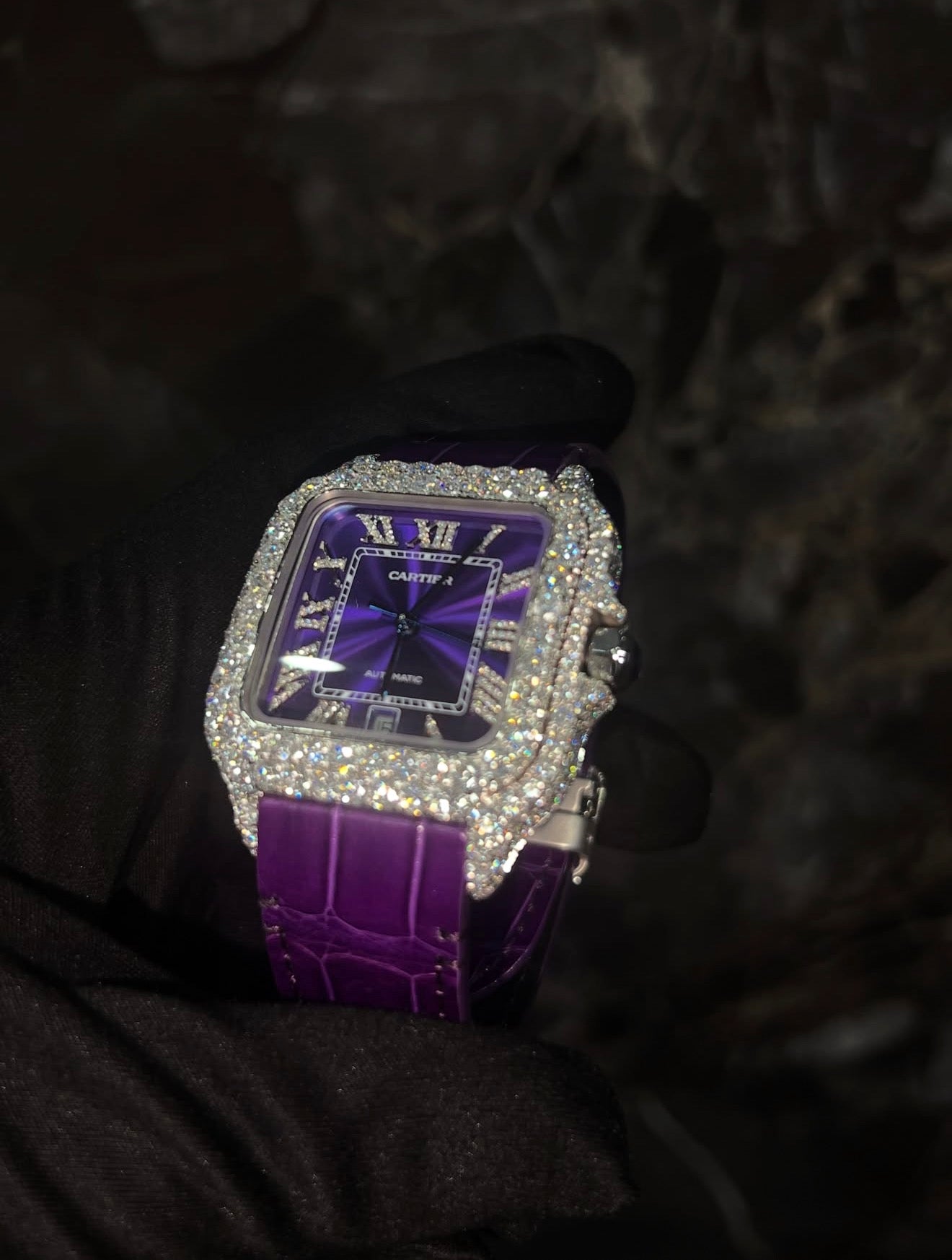 Reloj Purple Full Ice — Moissanita VVS · Calidad Suiza